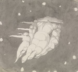 The Creation of the Heavens, cca 1790 (pero a inkoust s mytím na papíře) od John Flaxman
