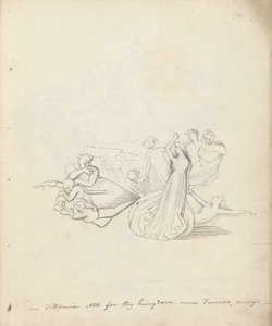 Titania. Ne pro tvé království. - Fairies away, 1783 (pero, inkoust a mytí na papíře) od John Flaxman