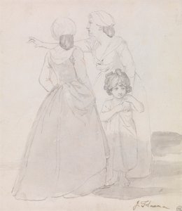 Dvě ženy a dítě od John Flaxman