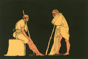 Odysseus hovoří s Eumaeem od John Flaxman