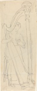 Žena hrající na harfu (Lavinia Banks?) od John Flaxman