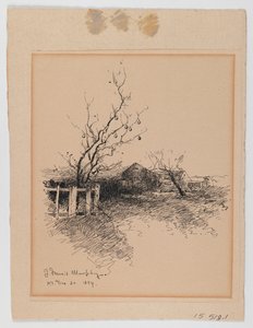 Landscape, N.Y., 20. prosince 1894 (pero a inkoust na papíře připevněné na kartonu)