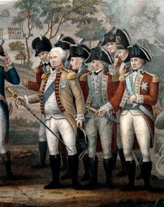 Britští důstojníci Tarleton, Cornwallis, Abercrombie, O