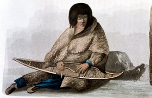 Měděná indická dívka opravující sněžnice, 1823 od John Franklin