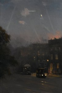 Nálet Zeppelinů, 8. října 1915, asi 1915-18 (olej na plátně) od John Fraser