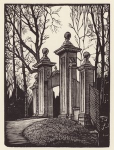 Cambridge: Clare Gates (dřevoryt)