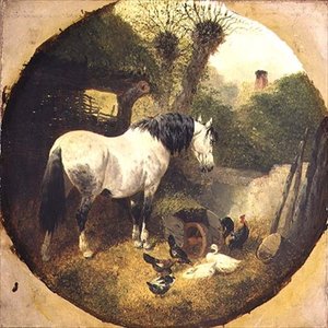 Cart Kůň jíst seno z kolečka na farmě od John Frederick Herring Senior