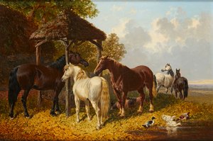 Scéna z rušné farmy (olej na plátně) od John Frederick Jr. Herring