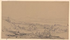 Kresba, jezero George, New York, severovýchodní pohled, 1850-65 od John Frederick Kensett
