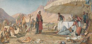 Frankův tábor v poušti hory Sinaj. 1842 - Klášter sv. Kateřiny v dáli od John Frederick Lewis