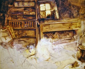 Teriér v chalupě na Vysočině (tužka a akvarel na papíře) od John Frederick Lewis