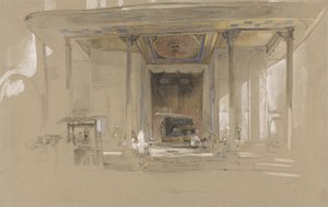 Hlavní vchod do Velké mešity (Ulucami) Bursa, Turecko, cca 1840 (wc a barva těla přes grafit na tkaném papíře) od John Frederick Lewis