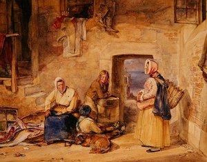 Newhaven Fisherwomen, Edinburgh, cca 1831-32 (akvarel na papíře) od John Frederick Lewis