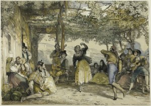Španělští rolníci tančící bolero od John Frederick Lewis