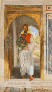 The Pipe Bearer, 1859 (pero, inkoust, myčka a pastelka) od John Frederick Lewis