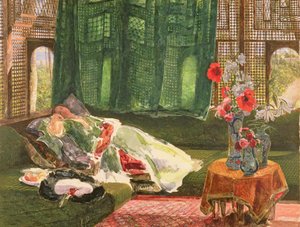 Siesta, kolem roku 1876 (toaleta a kvaš nad grafitem) od John Frederick Lewis