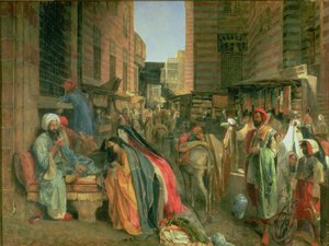 Ulice a mešita Ghooreyah, Káhira (panel) od John Frederick Lewis
