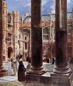 Clock Court, Hampton Court Palace, Richmond upon Thames, Londýn (barevné lito) od John Fulleylove