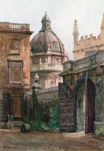 Vstupní brána Hertford College a Radcliffovy knihovny (barevná litografie) od John Fulleylove