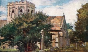 Kostel Iffley od jihovýchodu (barevná litografie) od John Fulleylove