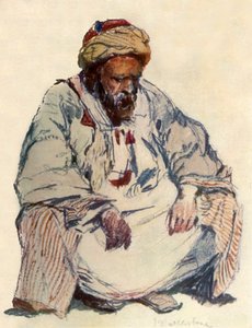 Sedící postava syrského ovčáka v kabátě z ovčí kůže, 1902. od John Fulleylove