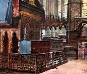 Západní část svatyně Vyznavače s moderním oltářem (barevná litografie) od John Fulleylove