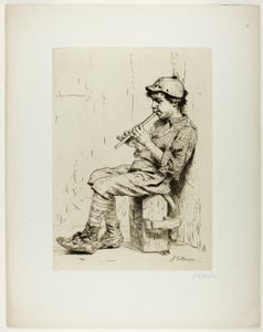 Chlapec hraje na flétnu od John George Brown