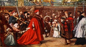Kardinál Wolsey na cestě do Westminster Hall, ilustrace z 