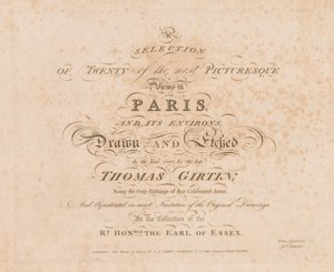 Výběr dvaceti nejmalebnějších pohledů v Paříži a jejím okolí: Titulní strana, 1803. od John Girtin