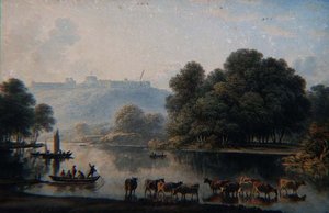 Pohled na hrad Windsor z Temže (akvarel) od John Glover