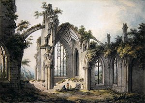 Melrose Abbey (akvarel na papíře) od John Glover