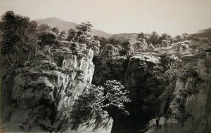 Na Conway, West Penmachno (praní inkoustu na papíře) od John Glover