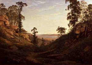 Řeka Derwent a Hobart Town, Tasmánie (olej na plátně) od John Glover