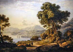 Pohled v Lake District (akvarel na papíře) od John Glover