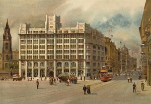 Liverpool: Tower Building a Water Street (barevné lito)