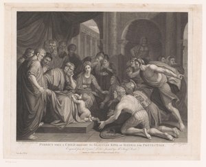 Pyrrhus přivedl králi Glauciasovi jako dítě na ochranu Pyrrhus, když se dítě přiveze k Glaukijskému králi Illyria na ochranu (titul na předmětu) Hlavní obrazy Anglie (název série) Nejkapitálnější obrazy v Anglii (série tit