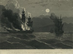 Burning of U.S. Merchantman od Rebel Pirates, 1865 od John Hamilton