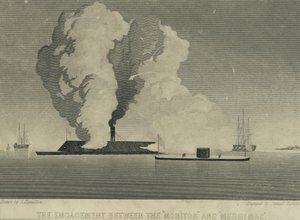 Zasnoubení mezi Monitorem a Merrimacem, kolem roku 1863 od John Hamilton