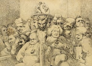 Literární postavy sestavené kolem Shakespearova medailonu od John Hamilton Mortimer