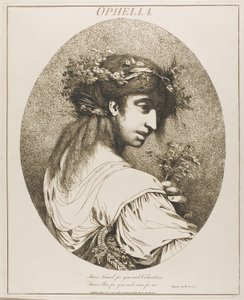 Ofélie, z Dvanácti postav ze Shakespeara od John Hamilton Mortimer