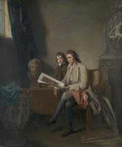 Portrét muže a chlapce při pohledu na tisky, c.1765-70 od John Hamilton Mortimer
