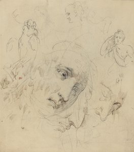 Studie s centrální ženskou tváří od John Hamilton Mortimer