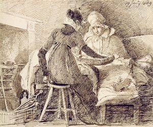 A Game of Backgammon, 19. ledna 1809 (pero a inkoust na papíře) od John Harden