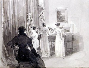 Hudební večer (inkoust na papíře) od John Harden