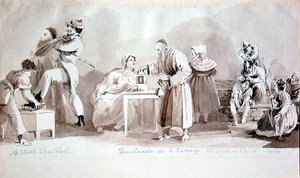 Uliční obuv, Questuario di S. Lorenzo a zeď svaté Lucie, Neapol (tuš na papíře) od John Harden