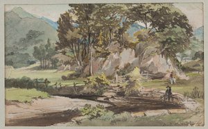 Zahrada v Brathay, 1812 (wc na papíře) od John Harden