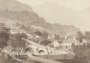 Brathay Bridge & Old Brathay, Lake District, Cumbria, 1820 (wc na papíře) od John Harden