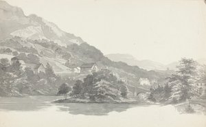 Bridge, Lake District, Cumbria (wc na papíře) od John Harden