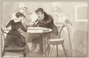 Šachy, 1812 (wc na papíře) od John Harden