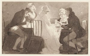 Skupina u stolu, 1806 (wc na papíře) od John Harden